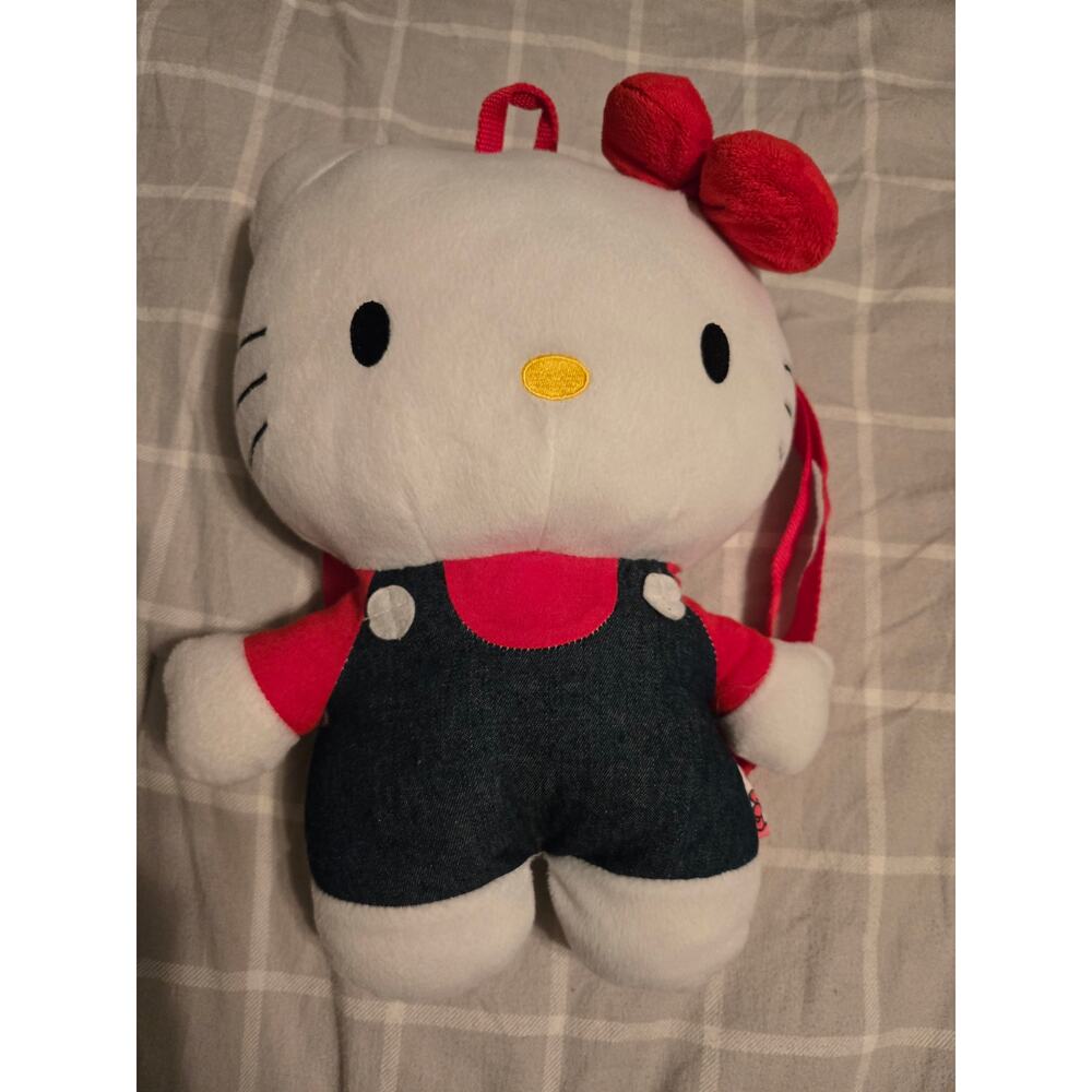 2012 hello kitty plush backpack 15" classic overalls